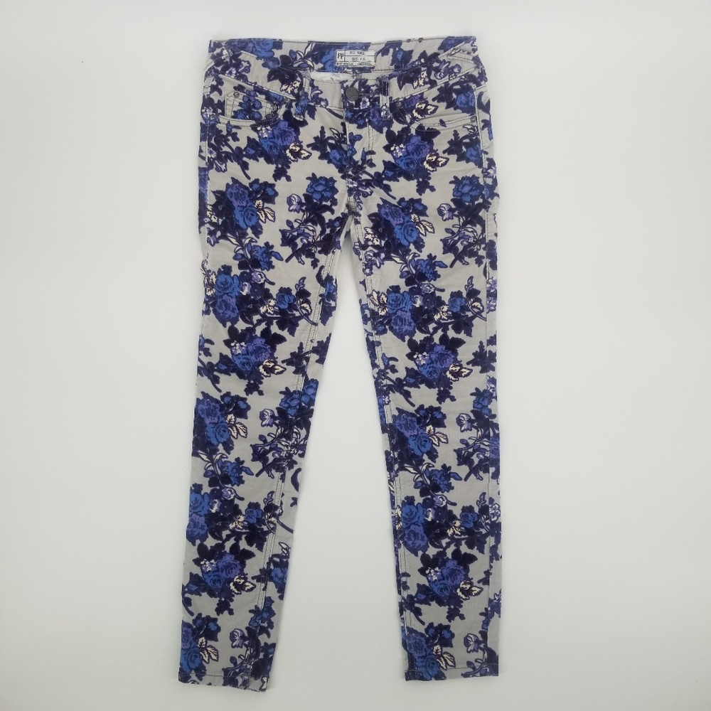 Free People Floral Corduroy Skinny Pants